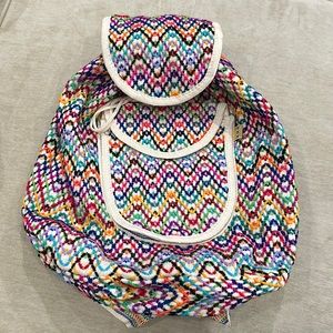 Colorful knitted backpack practically new